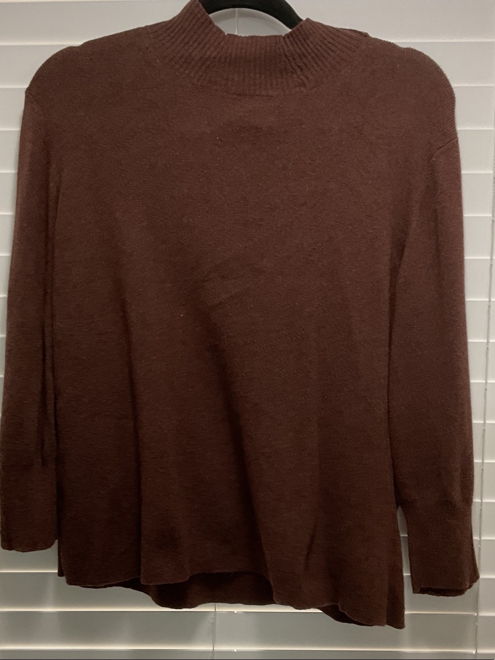 23% wool Coldwater Creek Women's Chocolate Brown Mock Neck Sweater